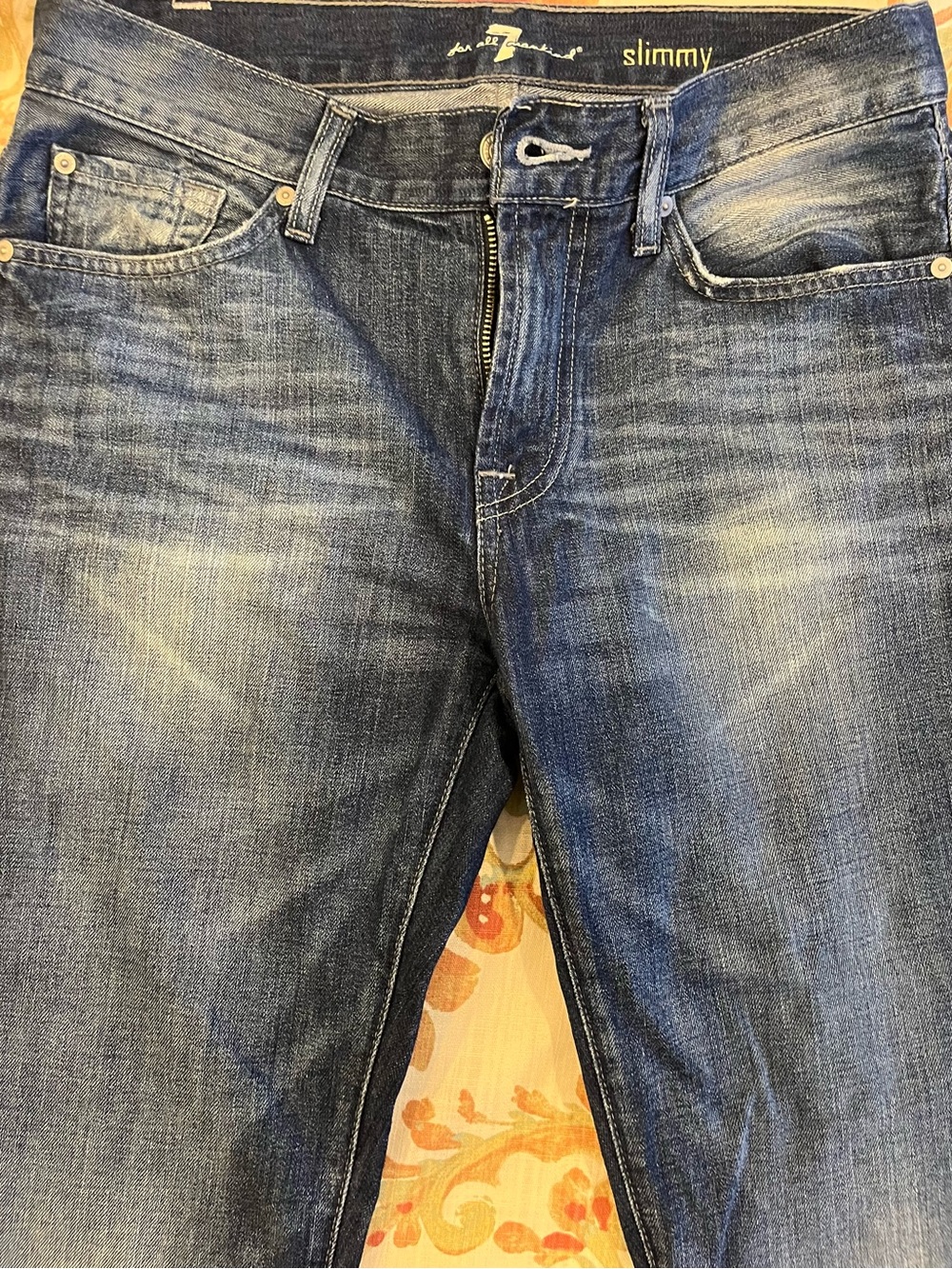 7 For All Mankind Slimmy Slim Fit Jeans in Faded Blue Size 31/32